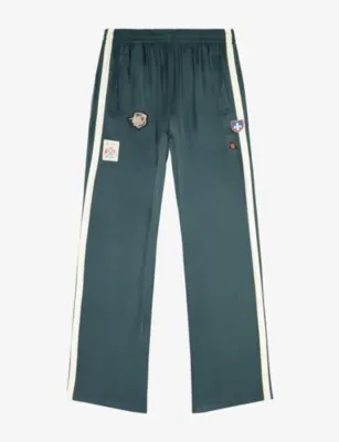 DIESEL Embroidered-Patches Satin Track Trousers