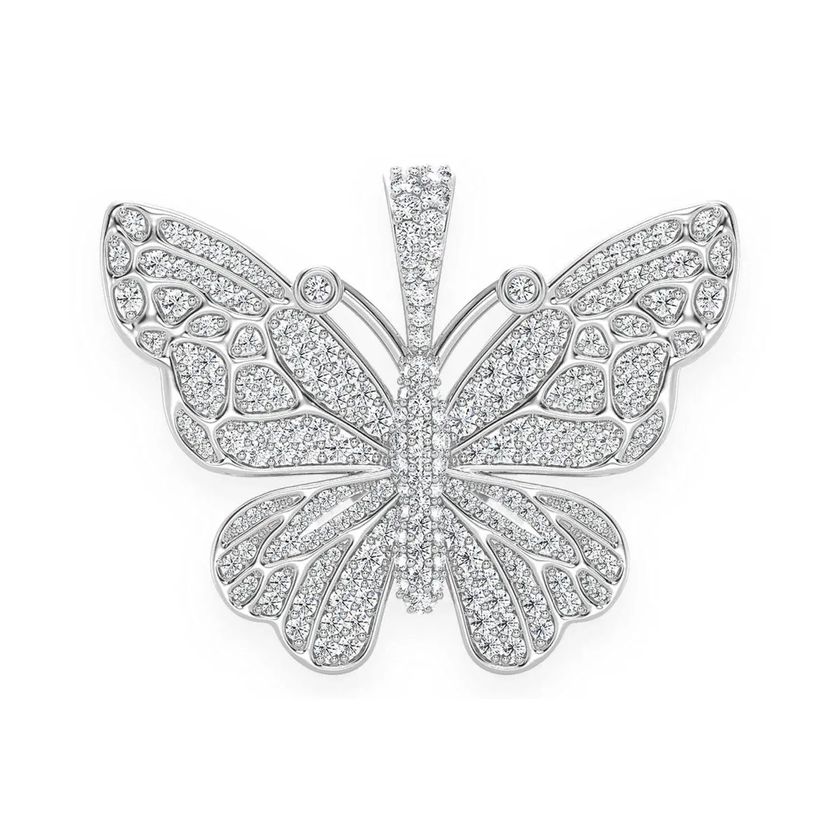 For Him Statement Butterfly Diamond Pendant in White Gold / Natural Diamond – Pendant