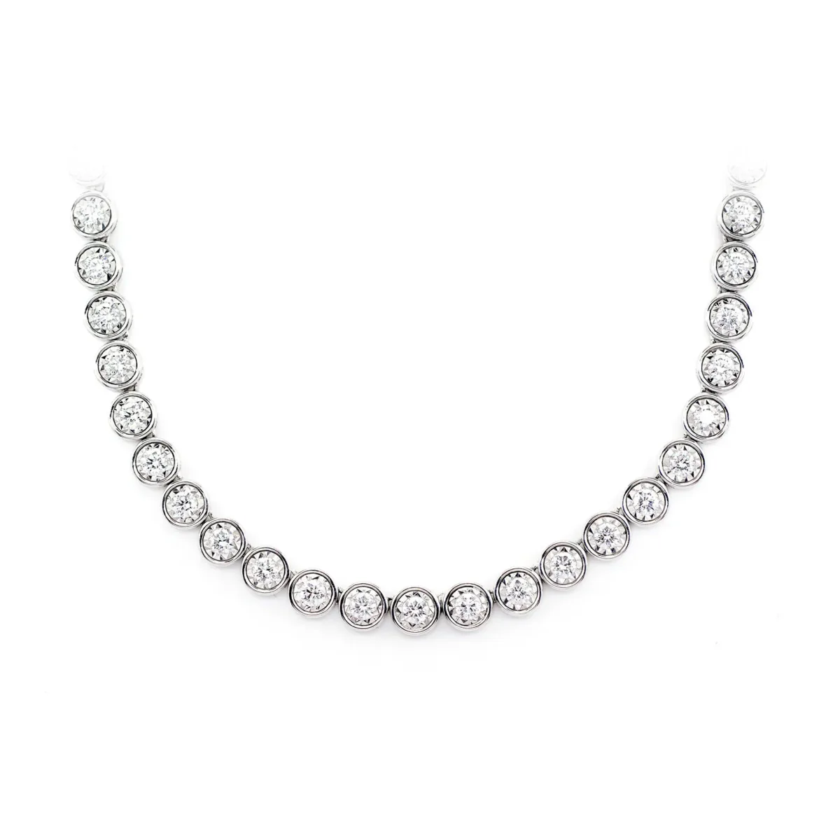 For Him Bezel Miracle Set Diamond Tennis Necklace in Larger / White Gold / 22" – Necklace