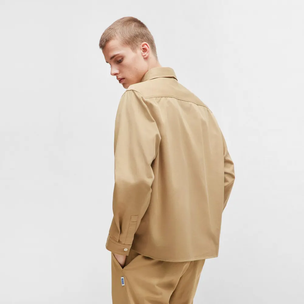 Hugo Men's Ekynone Blue Overshirt in Beige 269, additional product view 2