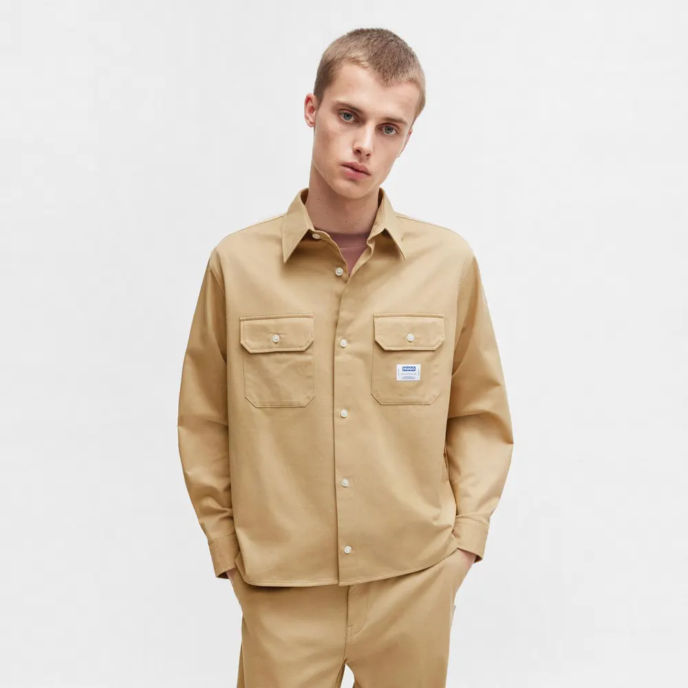 Hugo Men's Ekynone Blue Overshirt in Beige 269 – Clothing