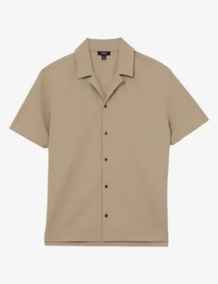 REISS River Stretch-Textured Cuban Woven Shirt