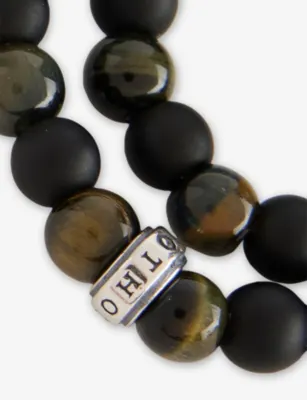 THOMAS SABO Talisman Sterling-Silver, Obsidian, And Tiger-Eye Beaded Bracelet - 21cm detail 3