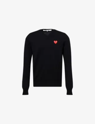 COMME DES GARCONS PLAY PLAY V-Neck Wool Jumper - Med Gray