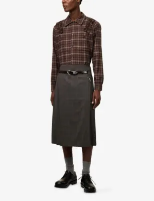 SIMONE ROCHA Tailored Checked Wool-Blend Kilt detail 2