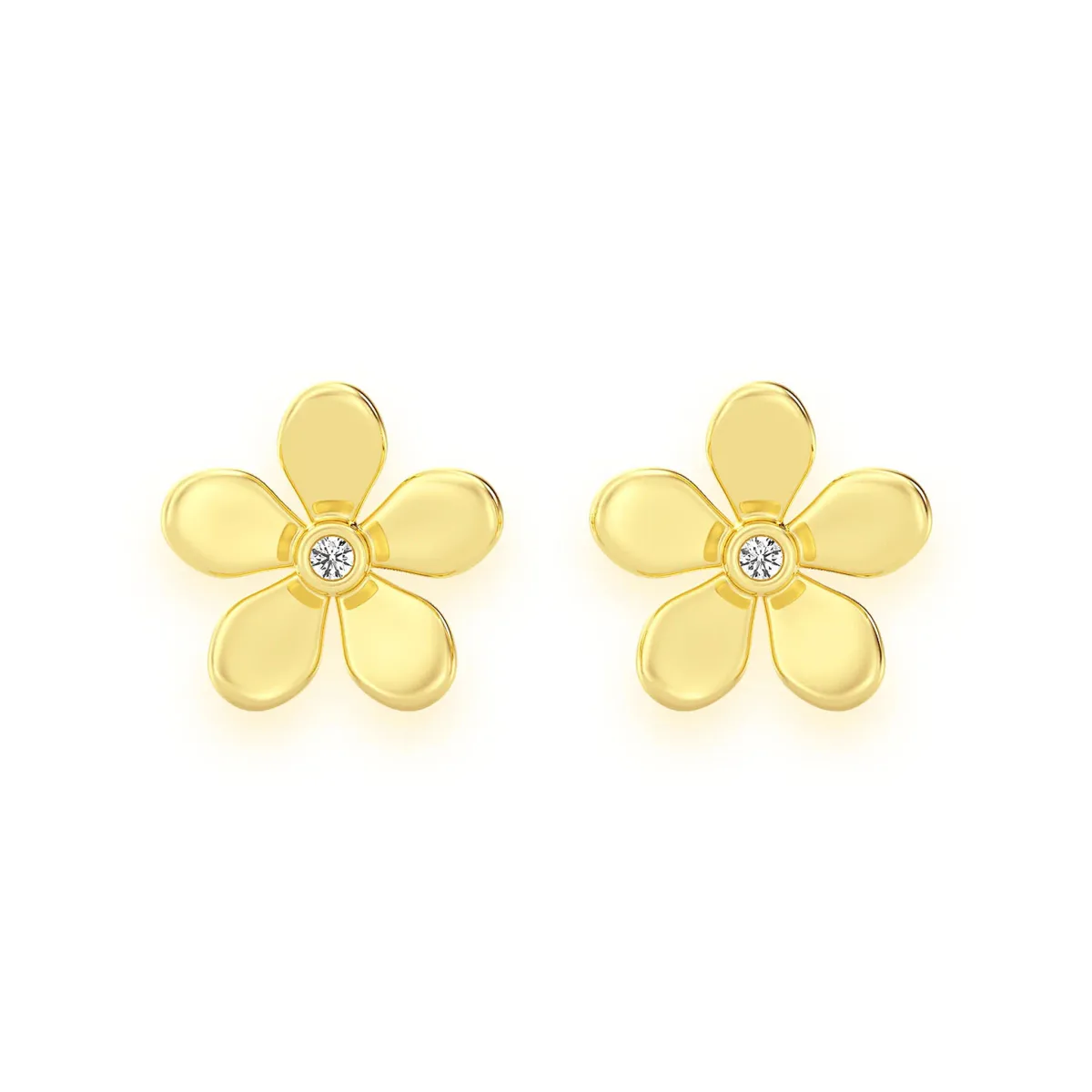 For Him Flower Petal Diamond Studs in Yellow Gold / Natural Diamond – Earring