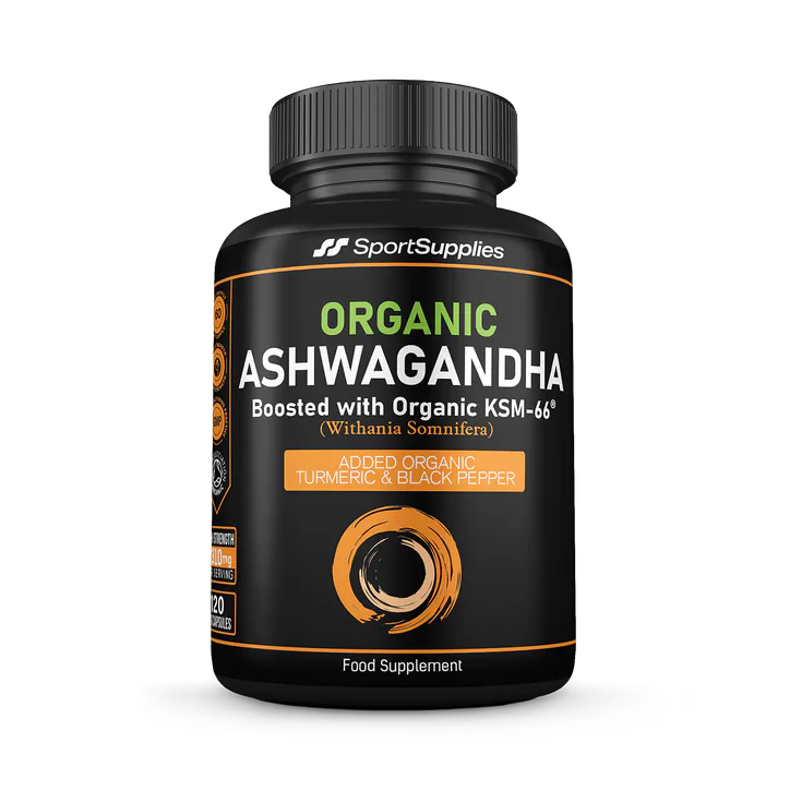 SS Sport Supplies Organic Ashwagandha boosted with KSM-66, Turmeric, Ginger and Black Pepper