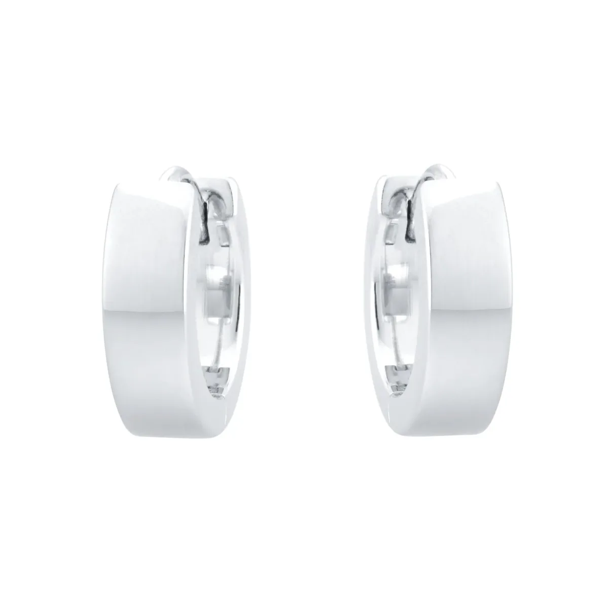 For Him Sterling Silver Mens Wide Huggie Hoop Earrings