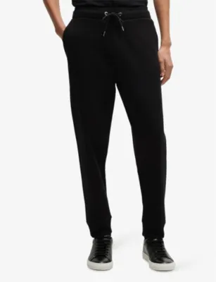 BOSS Drawstring-waist slim-fit tapered-leg cotton-jersey jogging bottoms detail 3