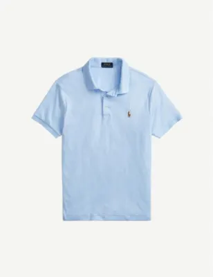 POLO RALPH LAUREN Short-sleeved logo-embroidered custom slim-fit cotton-jersey polo shirt - American Heather detail 2