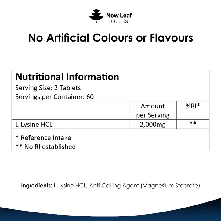 New Leaf Products L-Lysine 120 Tablets detail 3