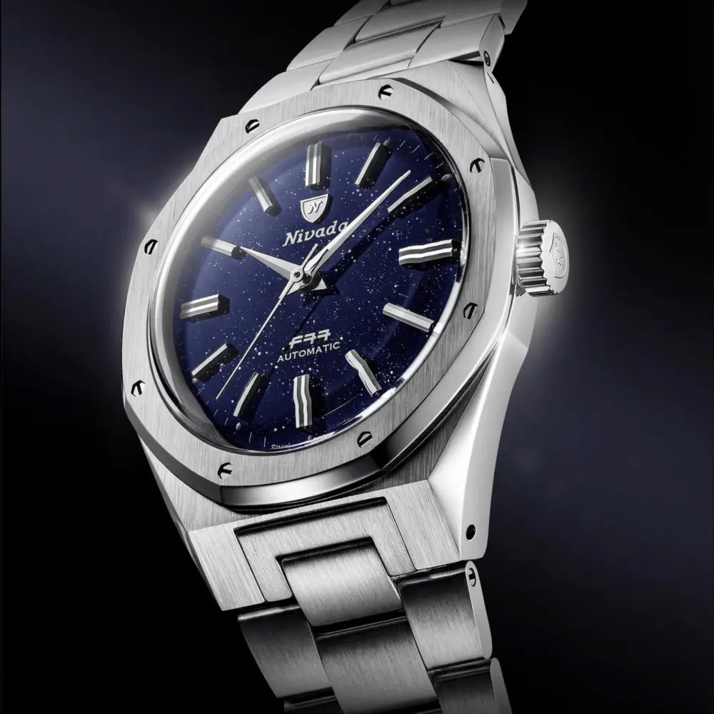 Nivada Grenchen F77 MK2 38mm Mens Watch Blue in Blue, additional product view 2