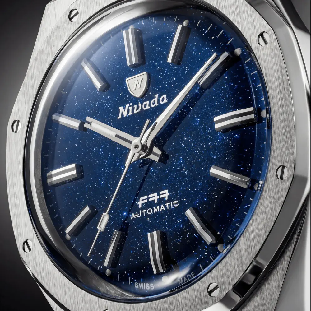 Nivada Grenchen F77 MK2 38mm Mens Watch Blue in Blue, additional product view 3