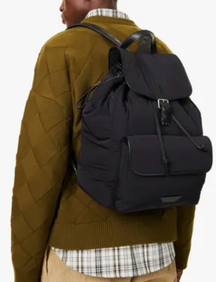 BOTTEGA VENETA Nylon Intrecciato brand-patch woven backpack detail 2
