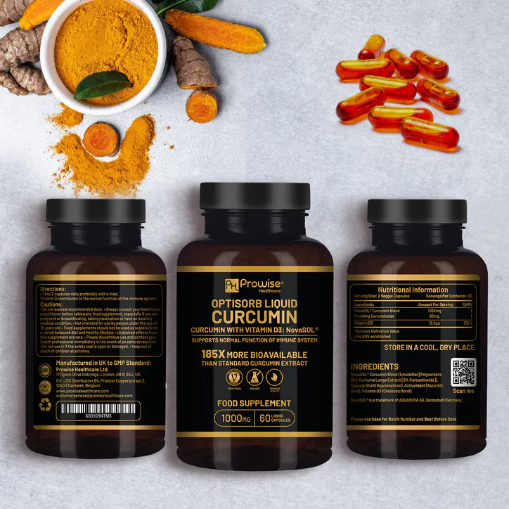 Prowise Healthcare Optisorb Liquid Curcumin with Vitamin D - 60 Liqcaps, additional product view 2