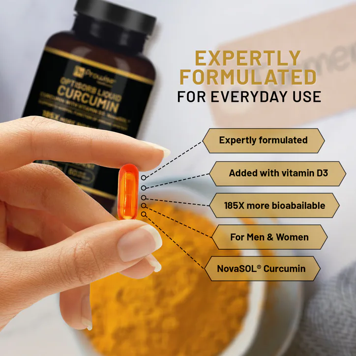 Prowise Healthcare Optisorb Liquid Curcumin with Vitamin D - 60 Liqcaps, additional product view 3