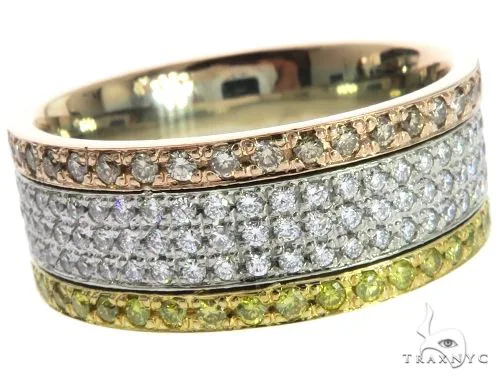RINA - For Him FACTORY Custom Made Tri Color Diamond Eternity Band 63458 in Rose Gold / 10 – Ring