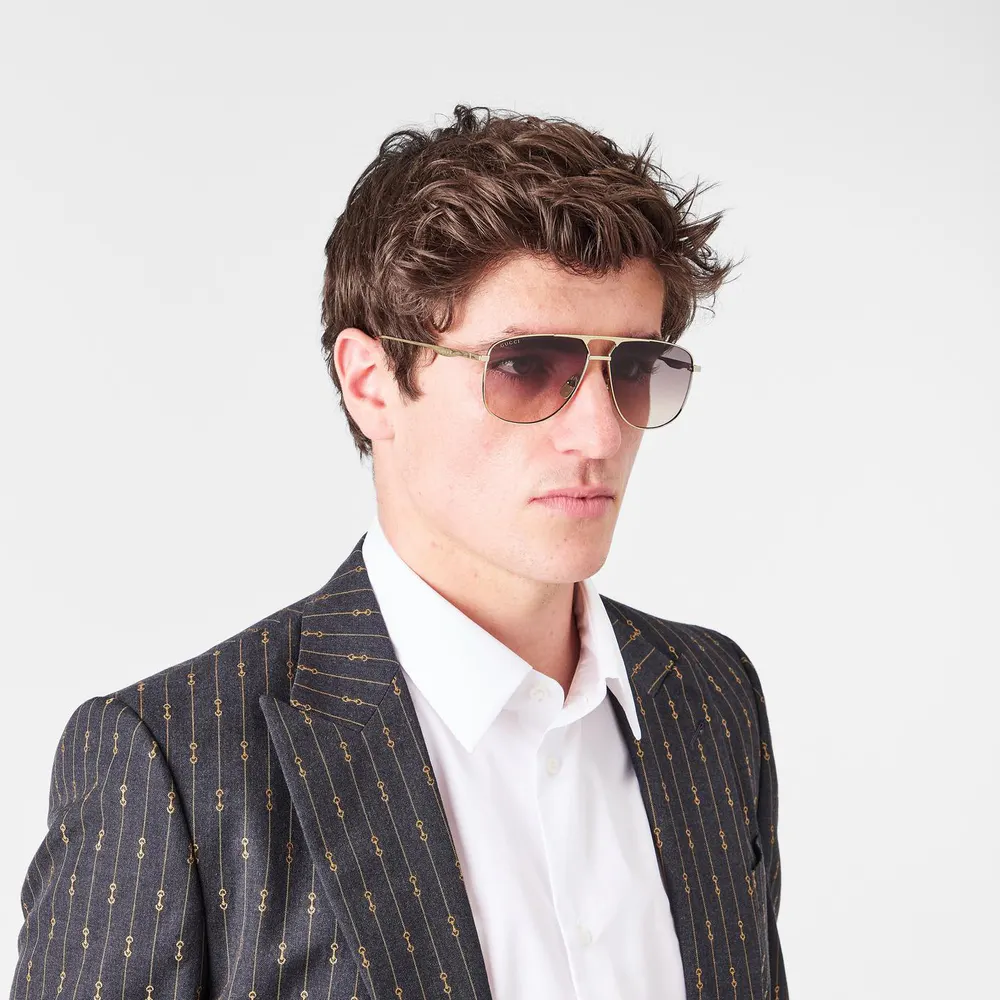 Gucci Gucci GG0336S Men’s Aviator Sunglasses detail 3