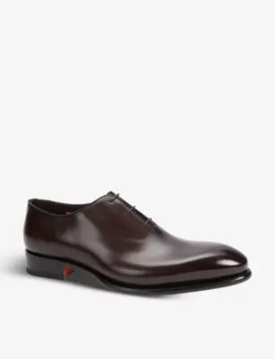 SANTONI Carter wholecut leather Oxford shoes - EUR 43 / 9 UK MEN in DARK BROWN, additional product view 3