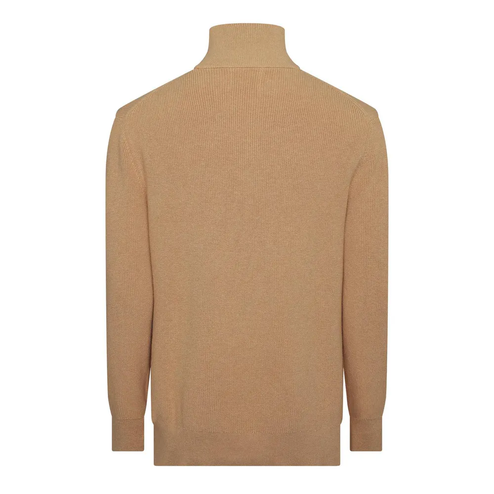 Gant Men's Cotton Merino Ribbed 1/4 Zip Fleece Top detail 2