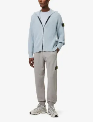 STONE ISLAND Logo-Patch Tapered Cotton Jogging Bottoms detail 2