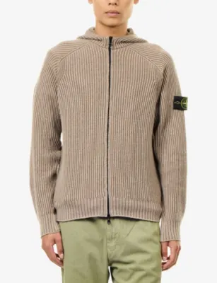 STONE ISLAND Reversible Full-Zip Wool Cashmere Hoody detail 3