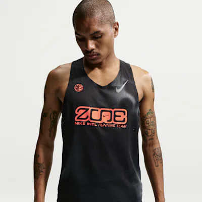 Nike AeroSwift Men's Dri-FIT ADV Running Vest - Black/Dark Smoke Grey/Bright Crimson
