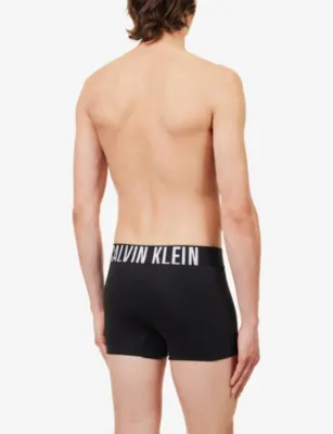 CALVIN KLEIN Logo-waistband pack of three cotton-blend trunks detail 3