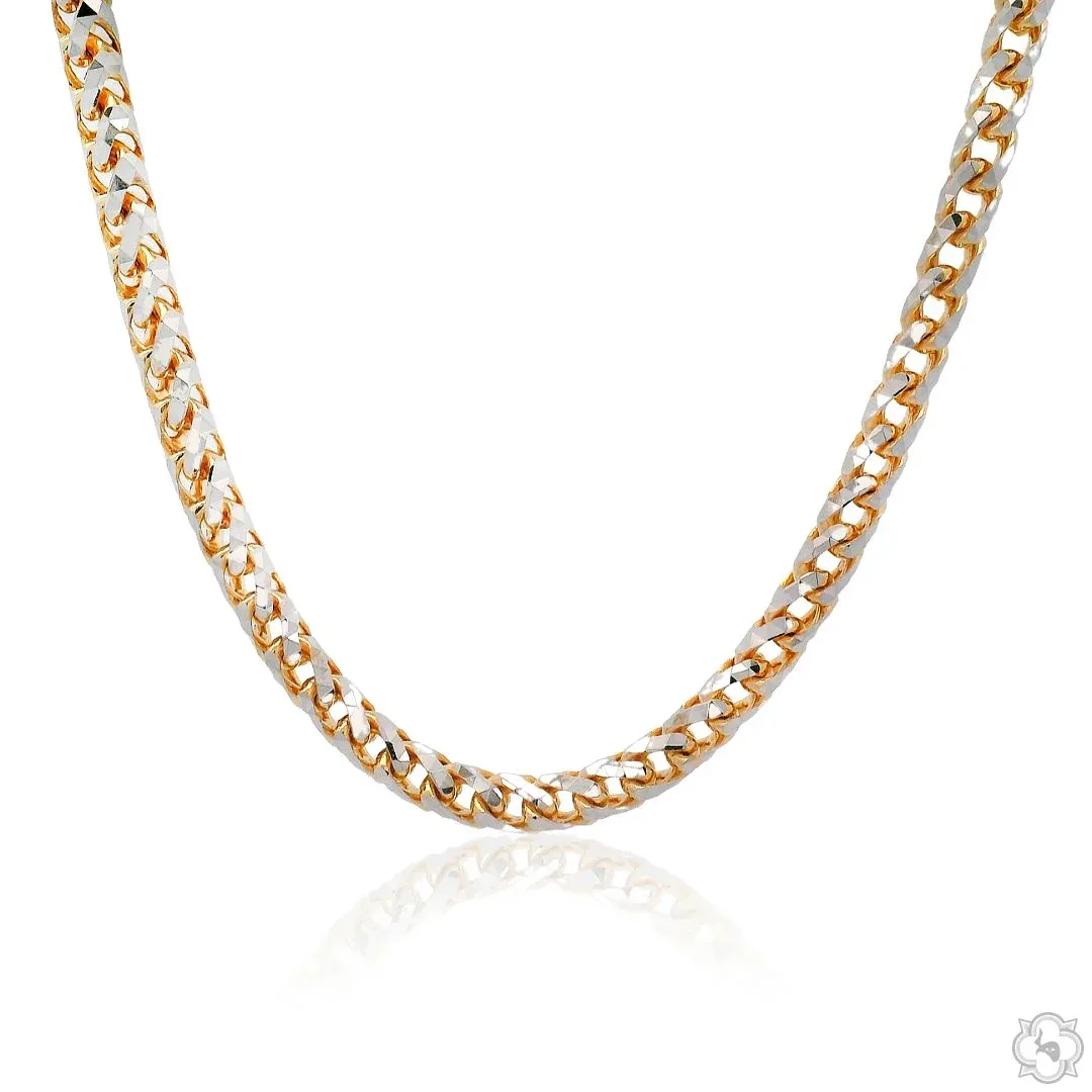 JALGAS - AMERICAS GOLD 14K Two Tone Gold Diamond Cut Franco Chain 4mm 70319 in 24 Inches – Chain
