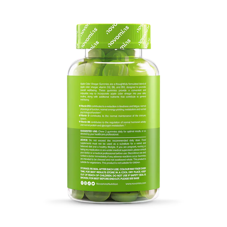 Novomins Apple Cider Vinegar 1000mg Apple Flavoured 60 Gummies detail 2