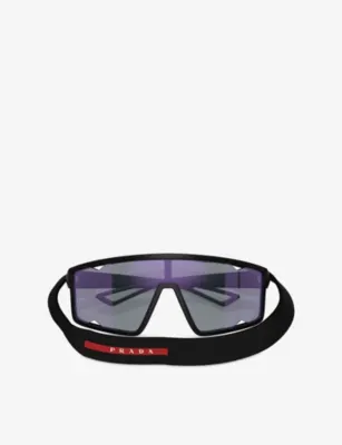 PRADA LINEA ROSSA PS A03S Rectangle-Frame Shell Sunglasses in BLACK, additional product view 3