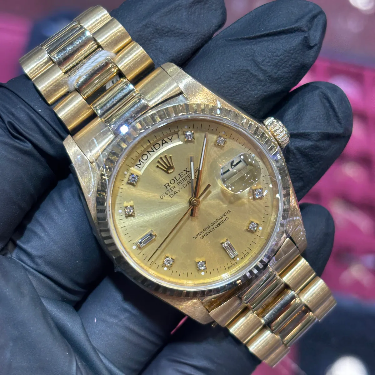 ANKUR - For Him WATCHES 1981 Rolex Day-Date 36mm | 18K Yellow Gold | Champagne Diamond Dial – Watch