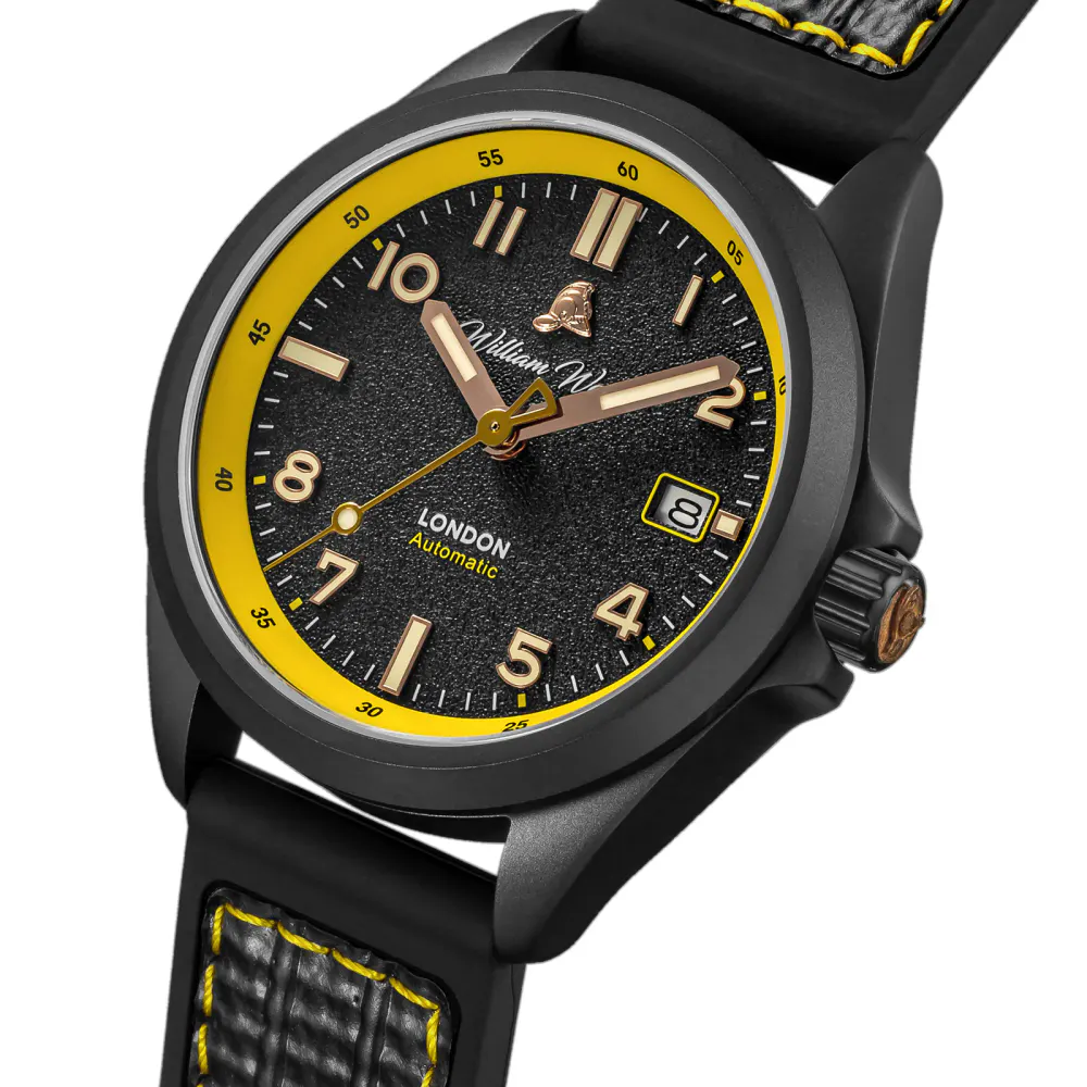 William Wood Watches Fearless Yellow 39mm Mens Watch in Black, additional product view 2