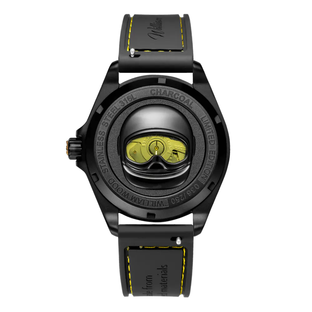 William Wood Watches Fearless Yellow 39mm Mens Watch in Black, additional product view 3