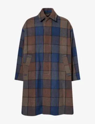 SONG FOR THE MUTE Coach Check Long Wool Coat