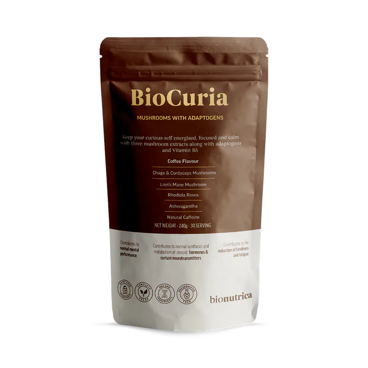 Bionutrica BioCuria Premium Mushroom Coffee with Adaptogens & Vitamin B5 for Energy & Focus 240 g