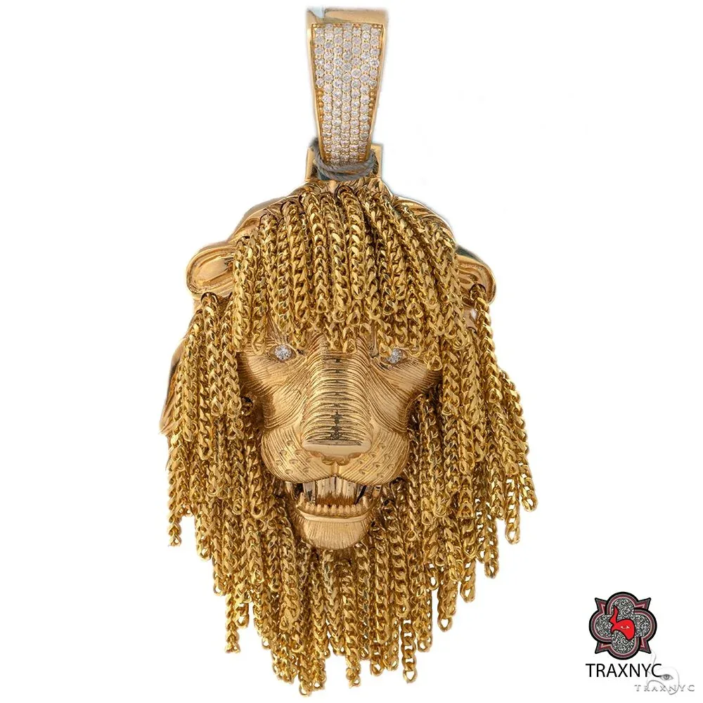 JALGAS - AMERICAS DIAMONDS 14K Gold Lion Braids Diamond Pendant 69739 in Yellow – Pendant