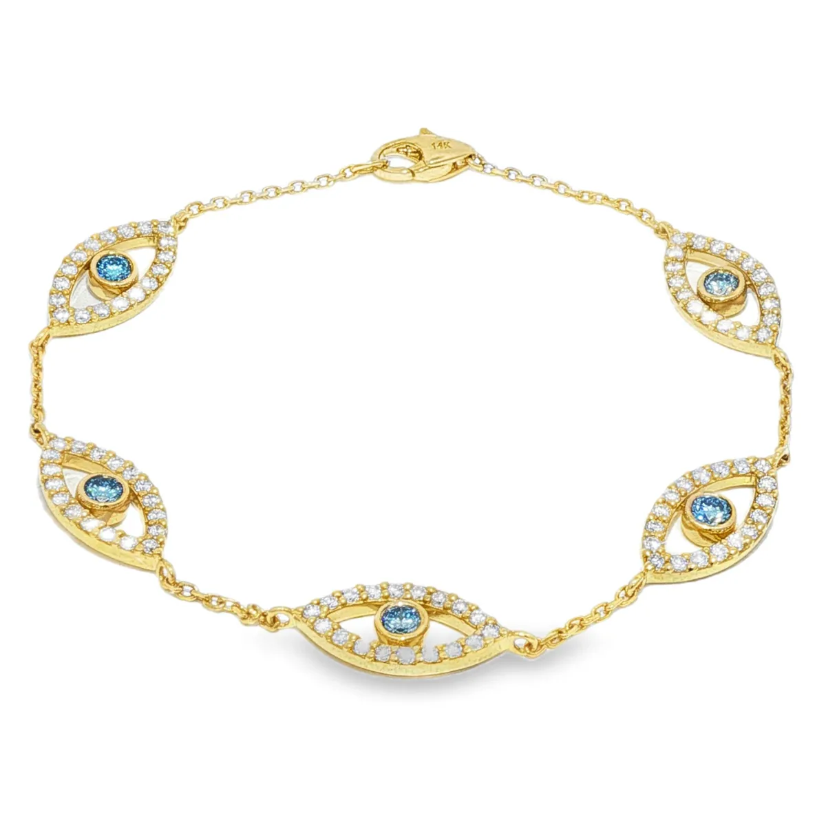 DANNY - CORE Evil Eye Bracelet With Natural White Diamonds & Rubies 71064 – Bracelet