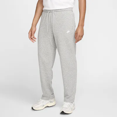 Nike Club Men's French Terry Open-Hem Trousers - Dark Grey Heather/Light Smoke Grey/White