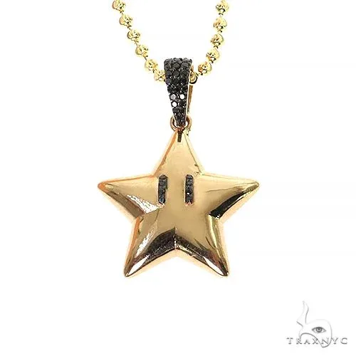 RINA - For Him CUSTOM Black Diamond Mario Star Pendant Set 68539 in Rose Gold / 18 Inches – Pendant Set