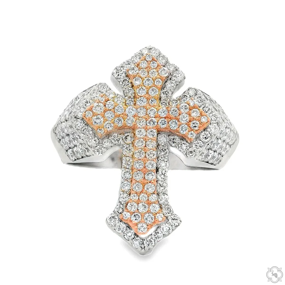 RINA - For Him CUSTOM Diamond Cross Ring 70854 in 7 / Rose and White – Ring