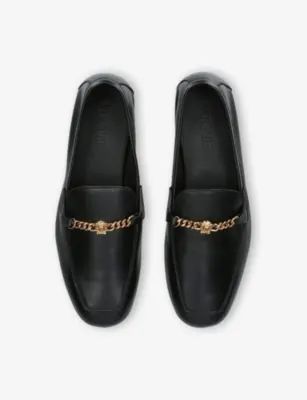 VERSACE Medusa Chain Leather Loafers - EUR 42.5 / 8.5 UK MEN in BLACK, additional product view 2