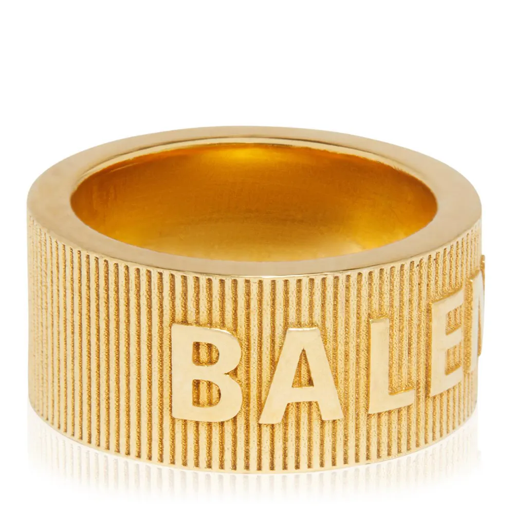 Balenciaga Force Striped Ring in Gold, additional product view 2