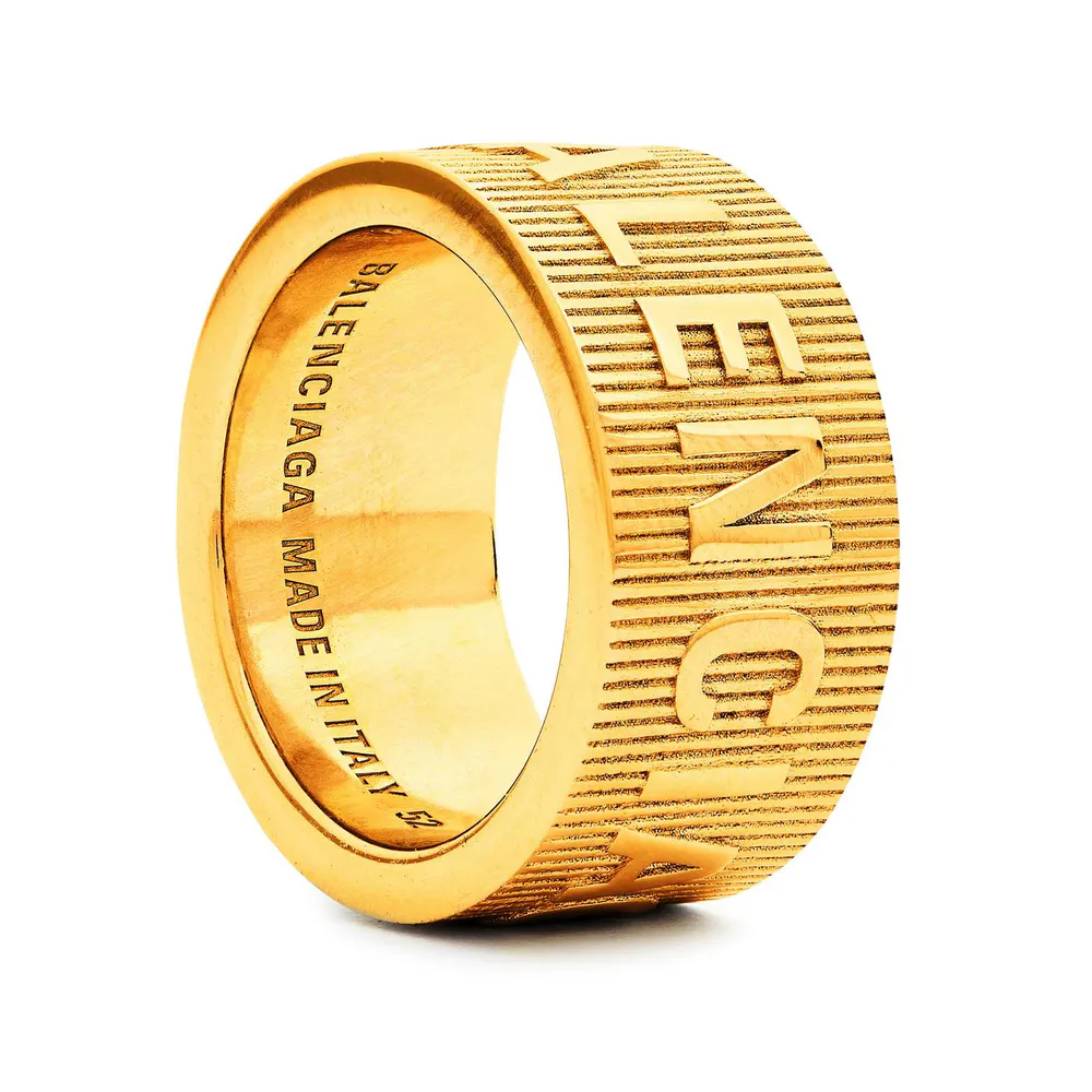 Balenciaga Force Striped Ring in Gold, additional product view 3