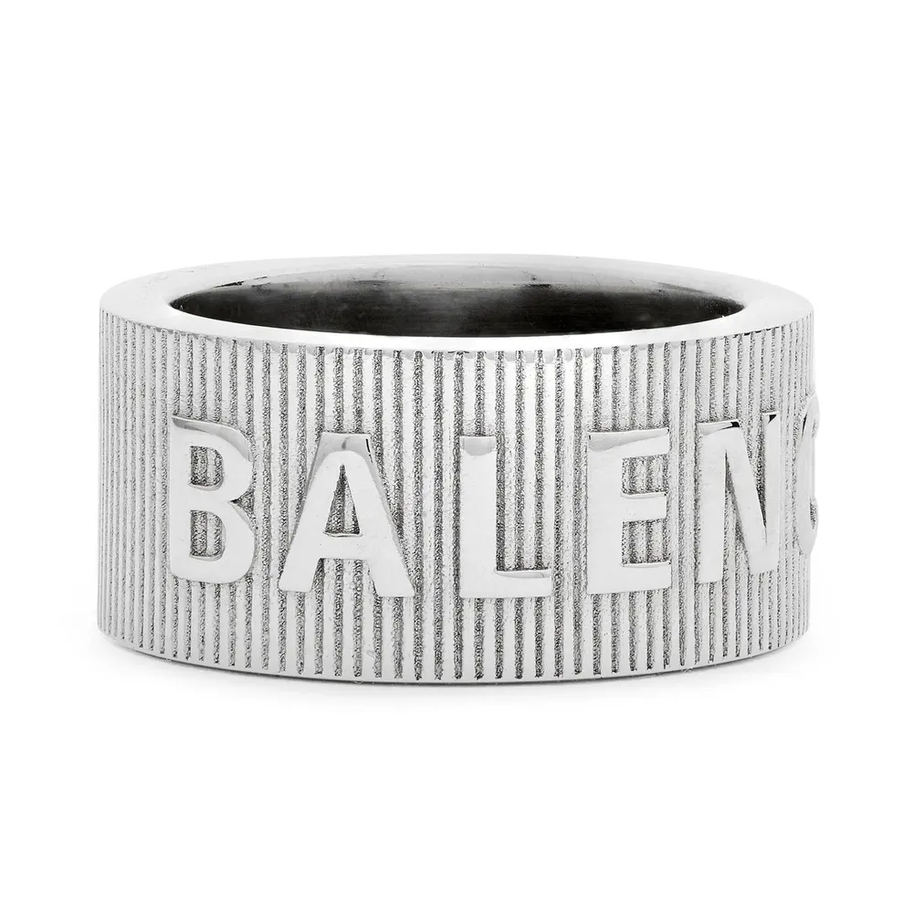 Balenciaga Force Striped Ring in Silver – Accessories