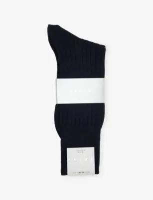 FALKE No 2 Finest Cashmere-Blend Crew-Length Socks - DARK NAVY - 9-9.5 detail 2