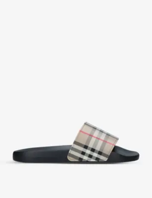 BURBERRY Furley checked sliders - BEIGE - EUR 43.5 / 9.5 UK MEN