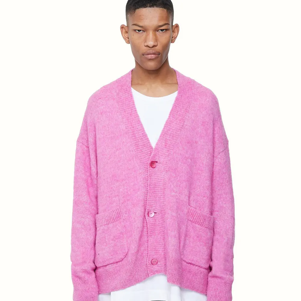 Cole Buxton Knit Cardigan in Pink, additional product view 2