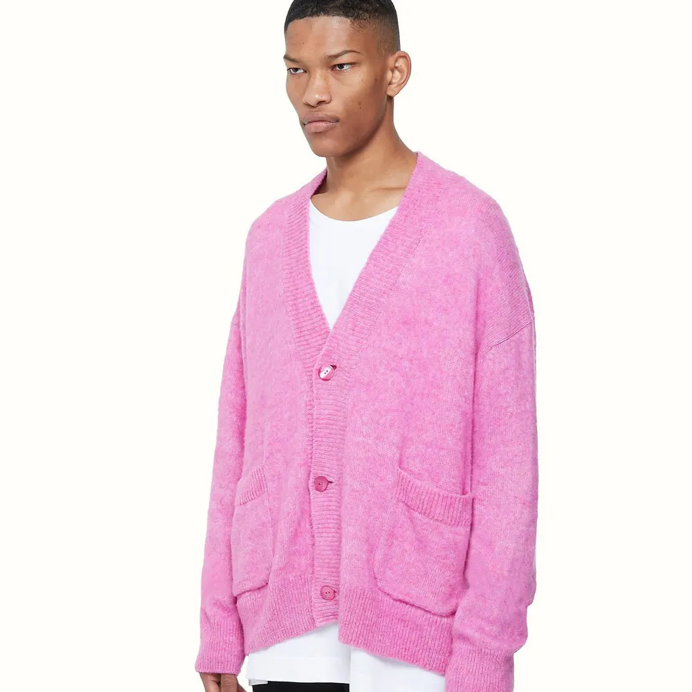 Cole Buxton Knit Cardigan in Pink, additional product view 3