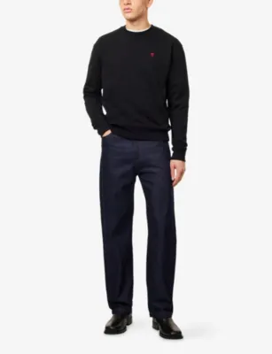 AMI PARIS ADC Logo-Embroidered Cotton-Jersey Sweatshirt detail 2